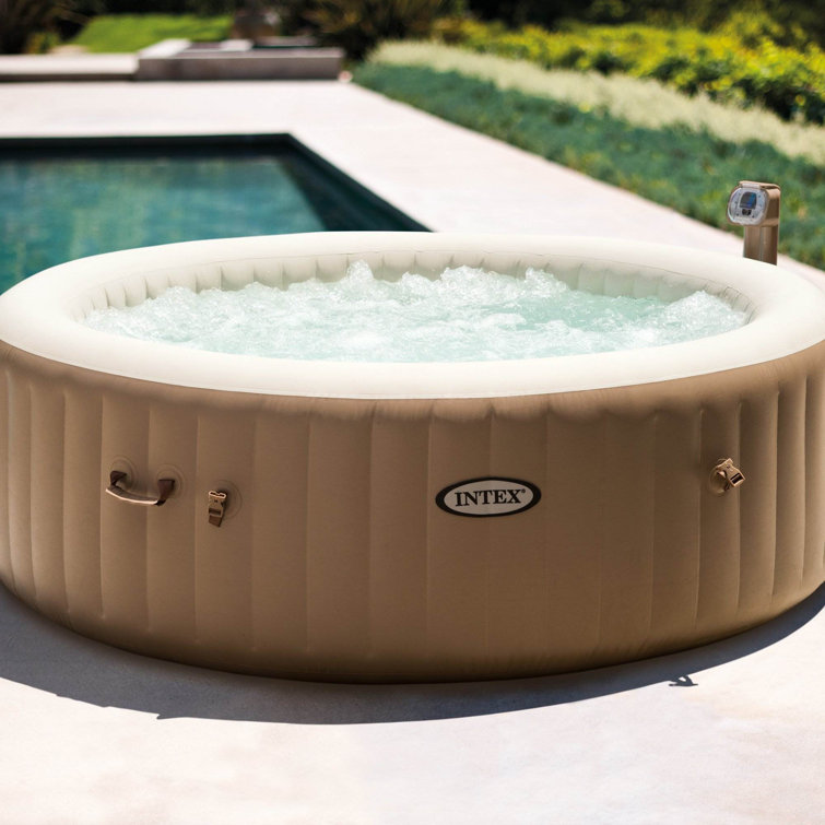 Intex 6 Person 140 Jet Vinyl Round Inflatable Hot Tub in Tan
